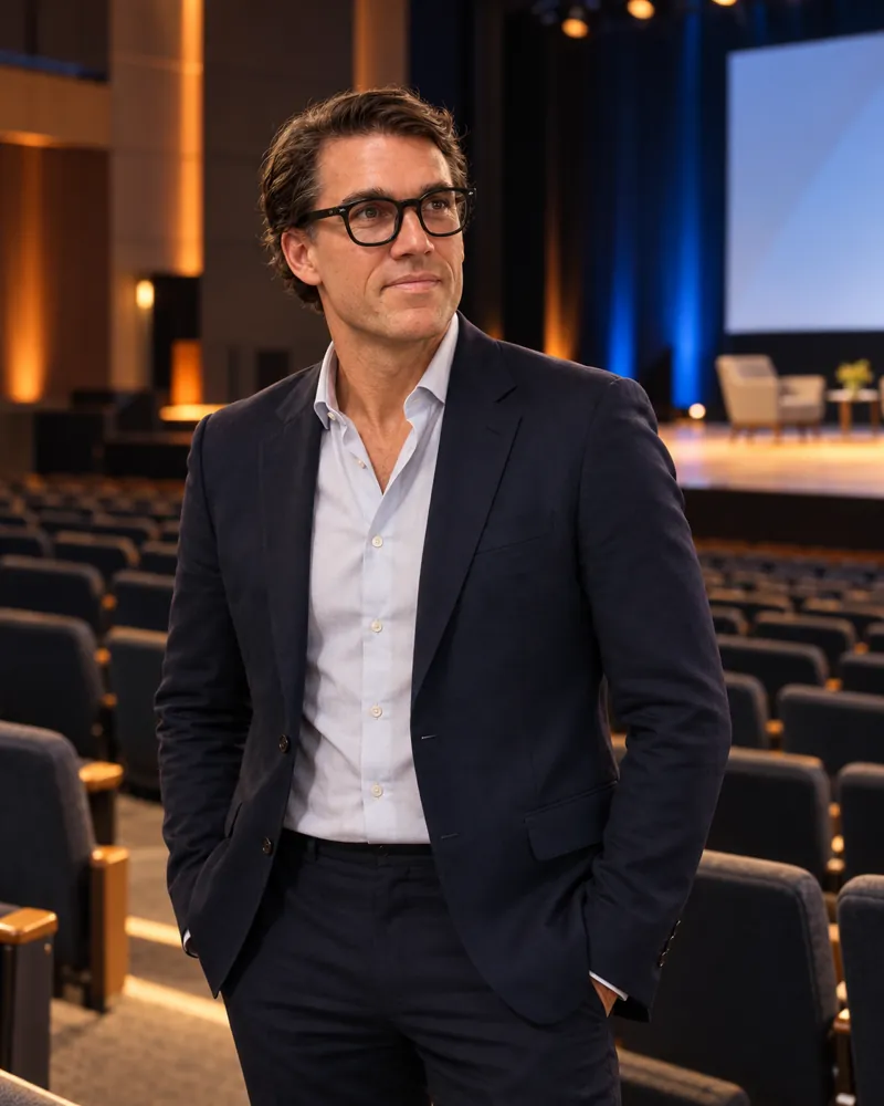 Karl Lillrud in an auditorium before a keynote