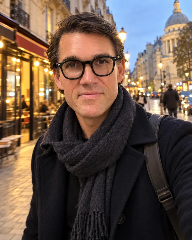 Karl Lillrud on a Paris street in the evening