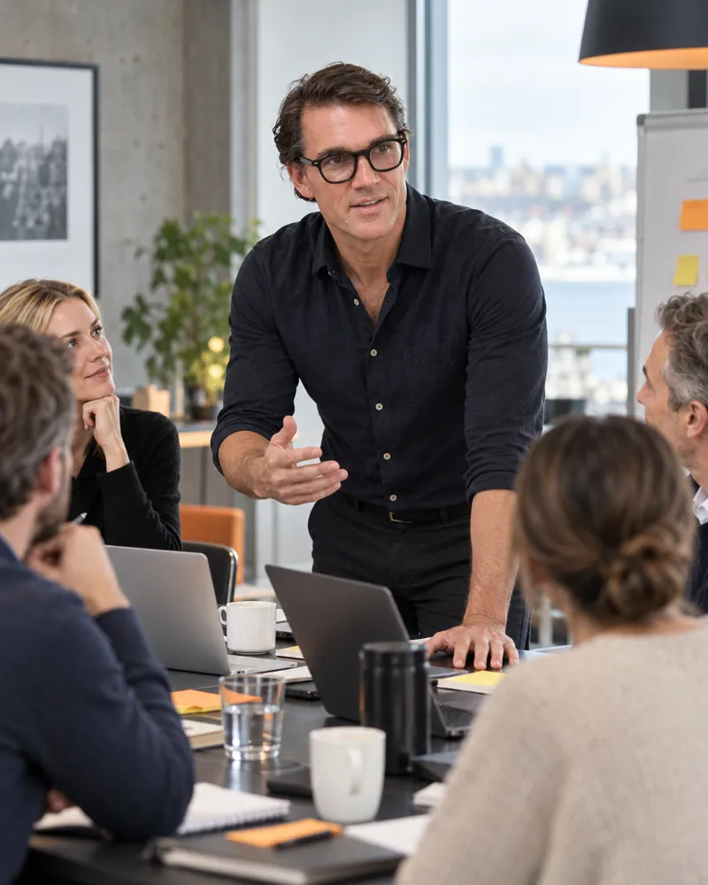 Karl Lillrud facilitating an AI workshop with a leadership team