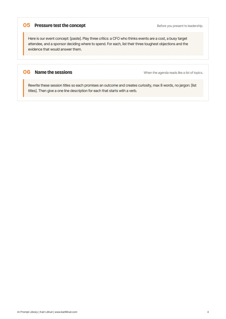 Page 4 of AI Prompt Library for Event Professionals