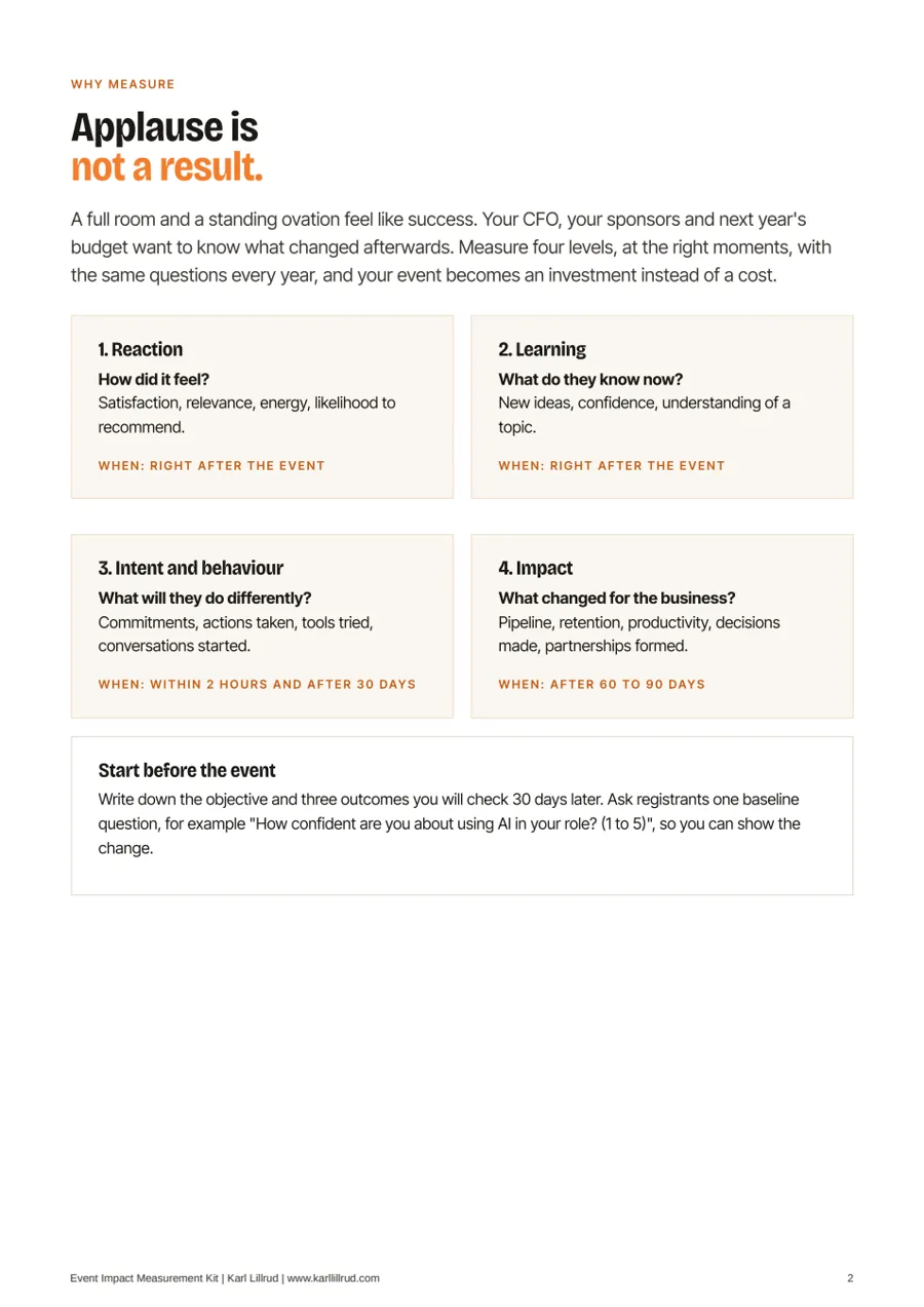 Page 2 of Event Impact Measurement Kit