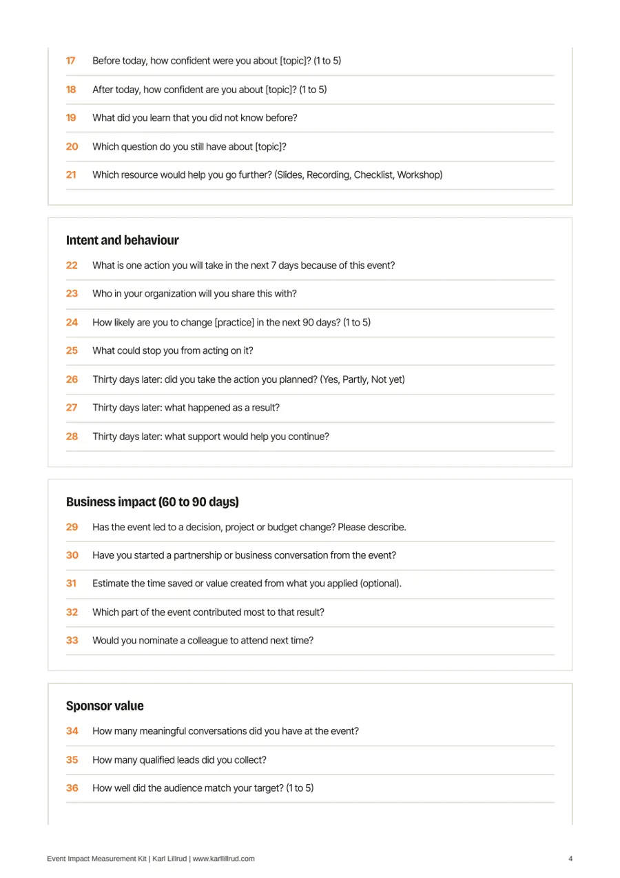 Page 4 of Event Impact Measurement Kit